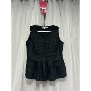 Robert Kitchen Canada Linen Pintuck Top Women’s Size Large Sleeveless Pleated